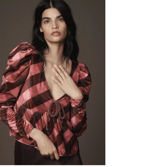 Anthropologie Maeve Velvet Babydoll Top new with tag size S - Picture 1 of 8